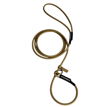 רצועה לכלב מביאוטן מעוגל בצבע חאקי עם קולר חנק מובנה - סליפ ליש