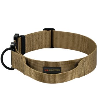 קולר ניילון רחב ואיכותי עם ידית אחיזה ונעילת קוברה