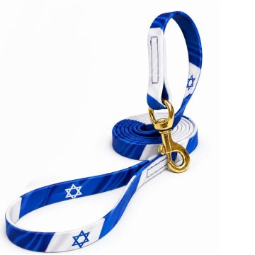 רצועה לכלב עשויה מביאוטן - איכותית ועמידה במיוחד עם הדפס דגל ישראל  *מהודרה מוגבלת*